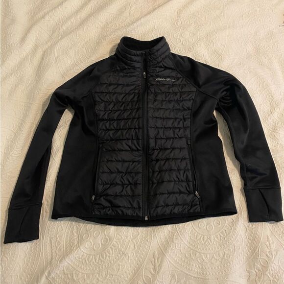 Eddie Bauer size XL Insulated Sleek Warm Winter Black Puffer Jacket - Picture 1 of 10
